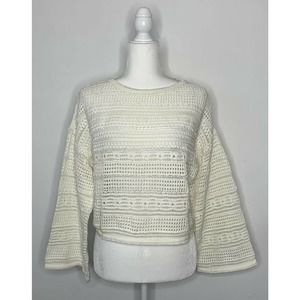 NWT CENY Boat Neck Eyelet Pointelle Knit Sweater S